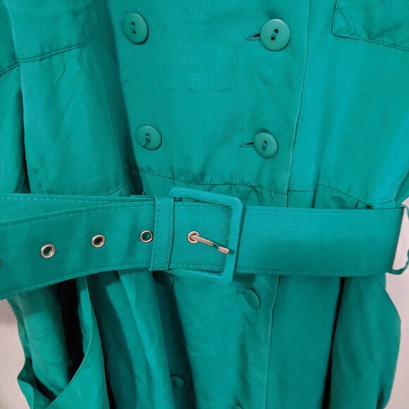 100% silk vintage Christmas green dress, lightweight modest - Picture 4 of 8